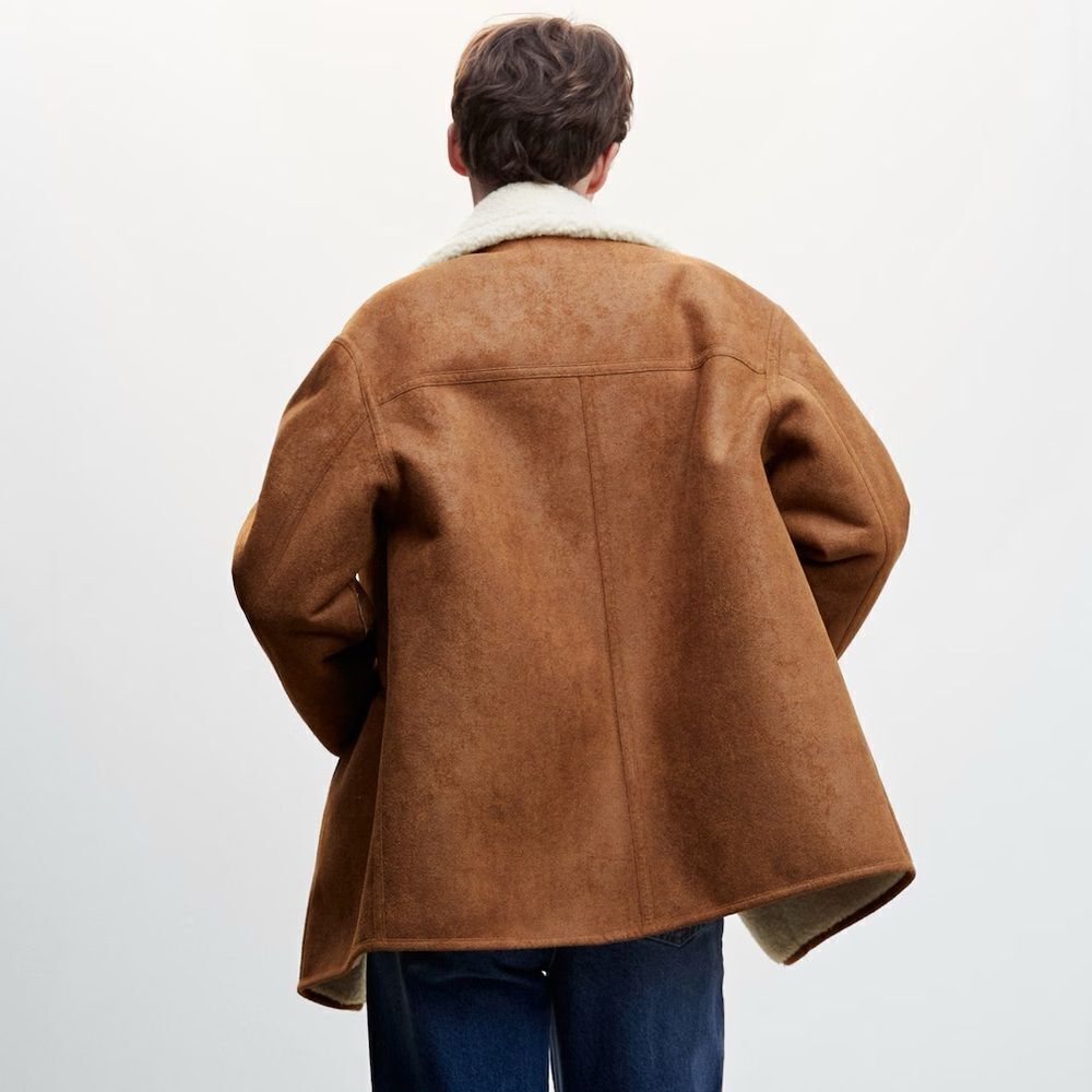 MANGO OVERSIZED SHEARLING-LINED COAT NEW - Picture 7 of 9
